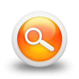 3d Glossy Orange Orb Icon Business Magnifying Glass Ps Bizzy Kidz Kab Company Llc